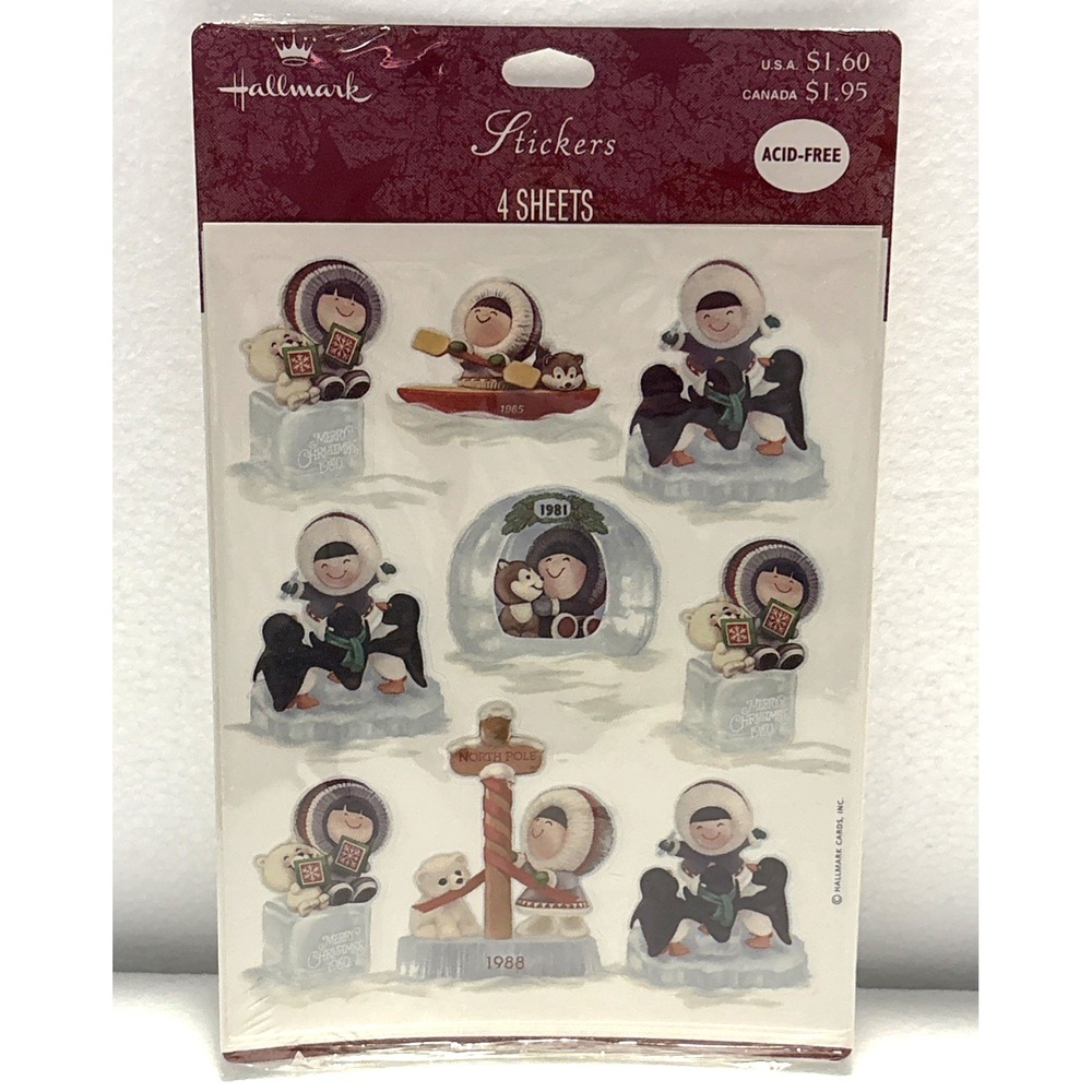 Hallmark 1981 & 1988 Frosty Friends Vintage Christmas Stickers, Sealed RARE
